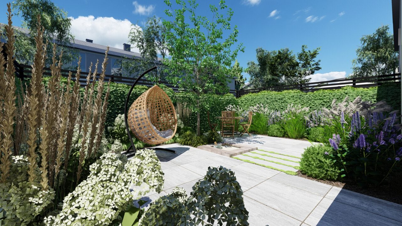 Gotowy projekt ogrodu Garden Box z Płytą tarasową Polbruk Bosso